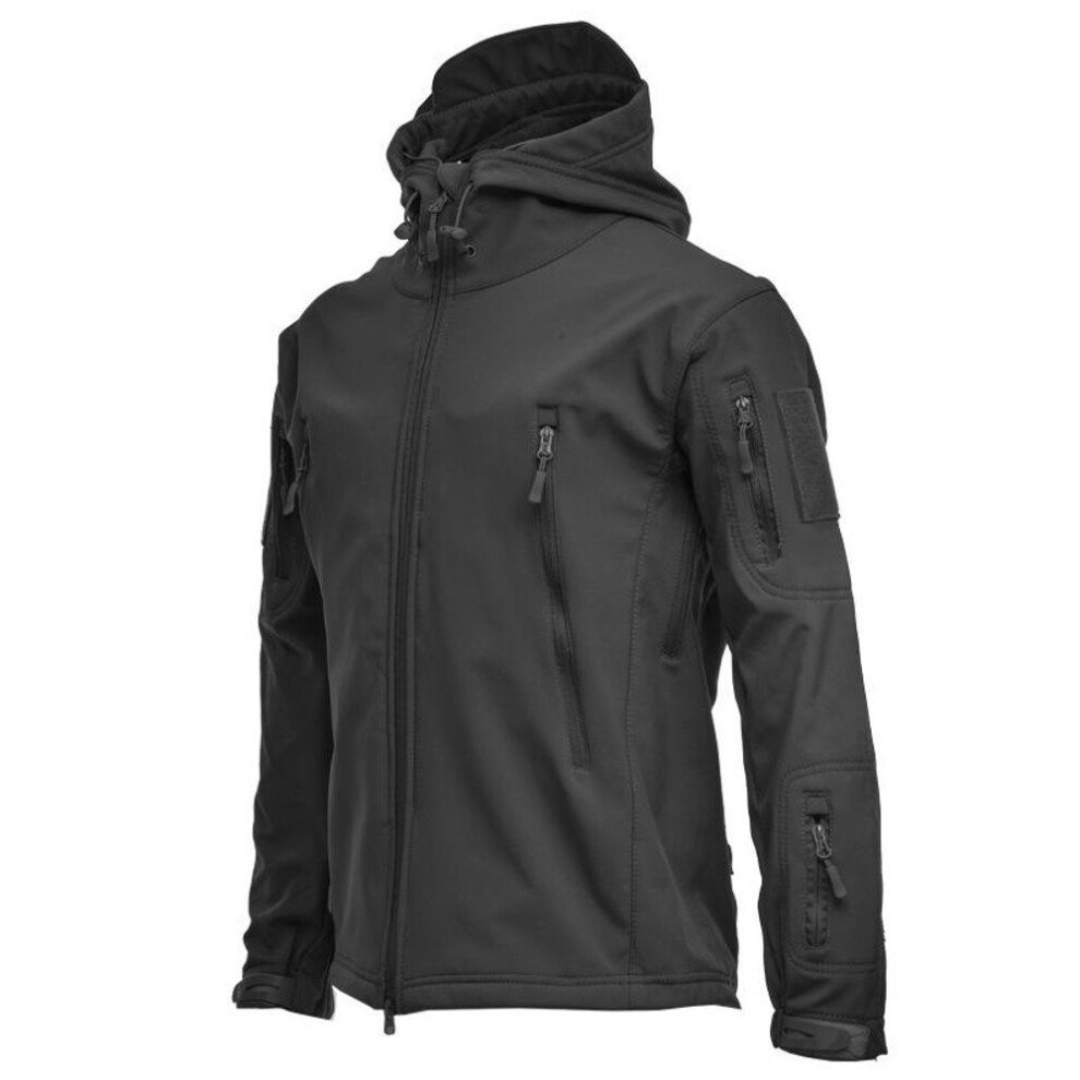 (black, M) Men Shark Skin Soft Shell Military Tactical Jacket Waterproof Army Spring Summer Autumn Clothing  Single Layer Breathable Coats Windbreakers Outwear
