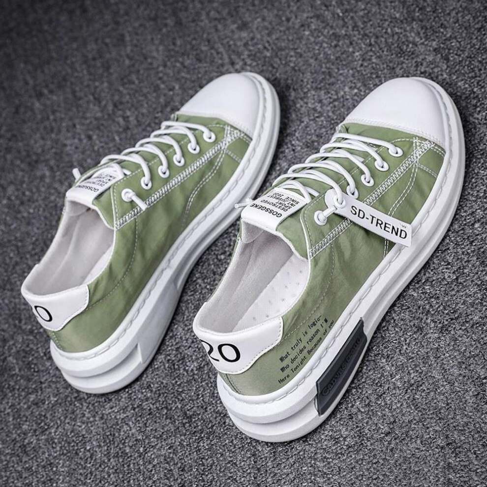 (green, 41) Summer Men&apos;s Shoes Breathable Ice Silk Canvas Tide Shoes Quick Dry Cloth Shoes A Pedal Lazy Driving Men&apos;s Net Red Board Shoes