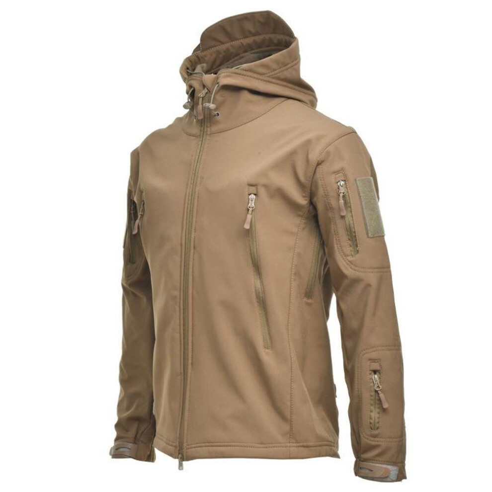 (khaki, M) Men Shark Skin Soft Shell Military Tactical Jacket Waterproof Army Spring Summer Autumn Clothing  Single Layer Breathable Coats Windbreakers Outwear