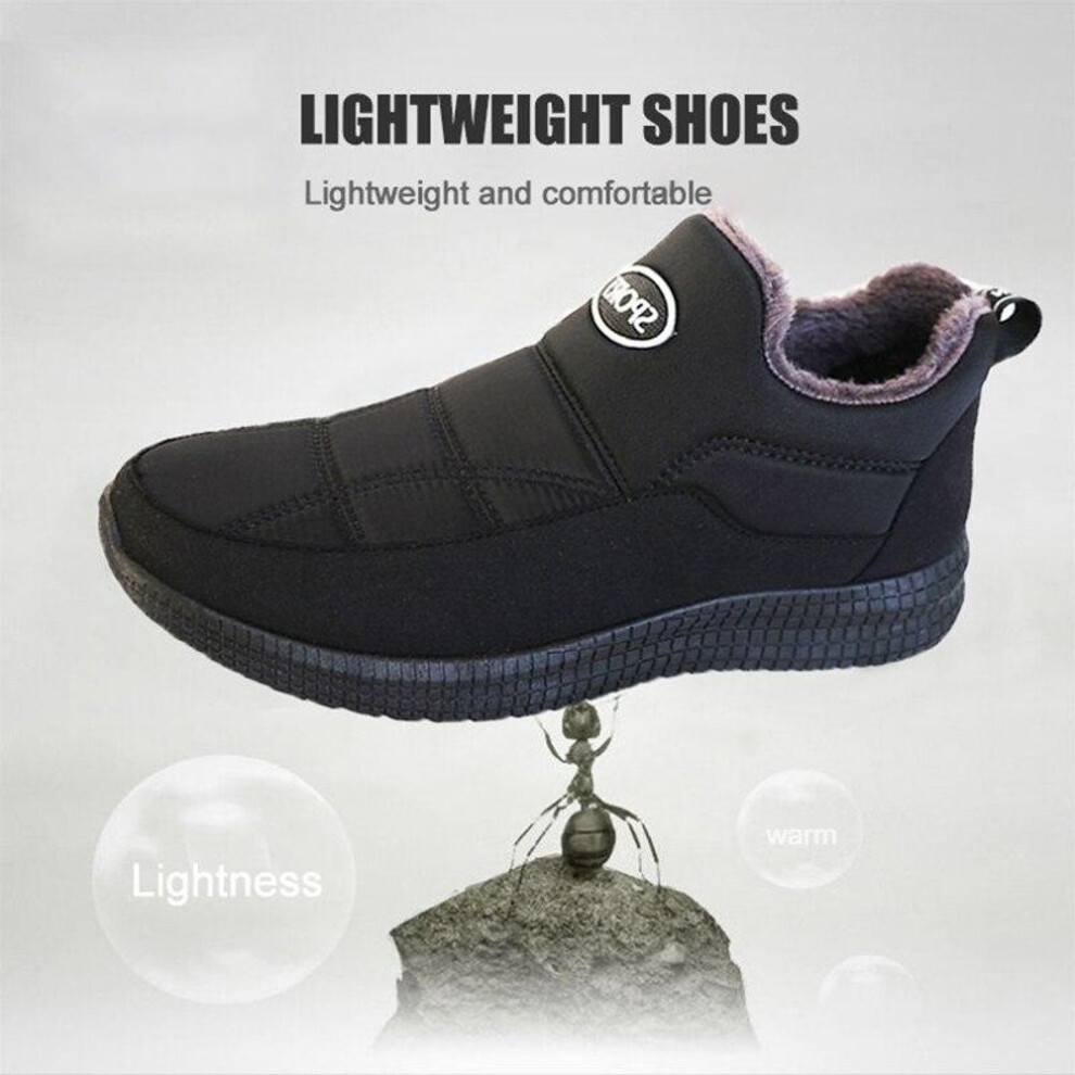 (black, 45) Mens Boots Winter Keep Warm Snow Boots Plush Cotton Shoes Man Boots Driving Moccasins Quality Men Loafers Cotton