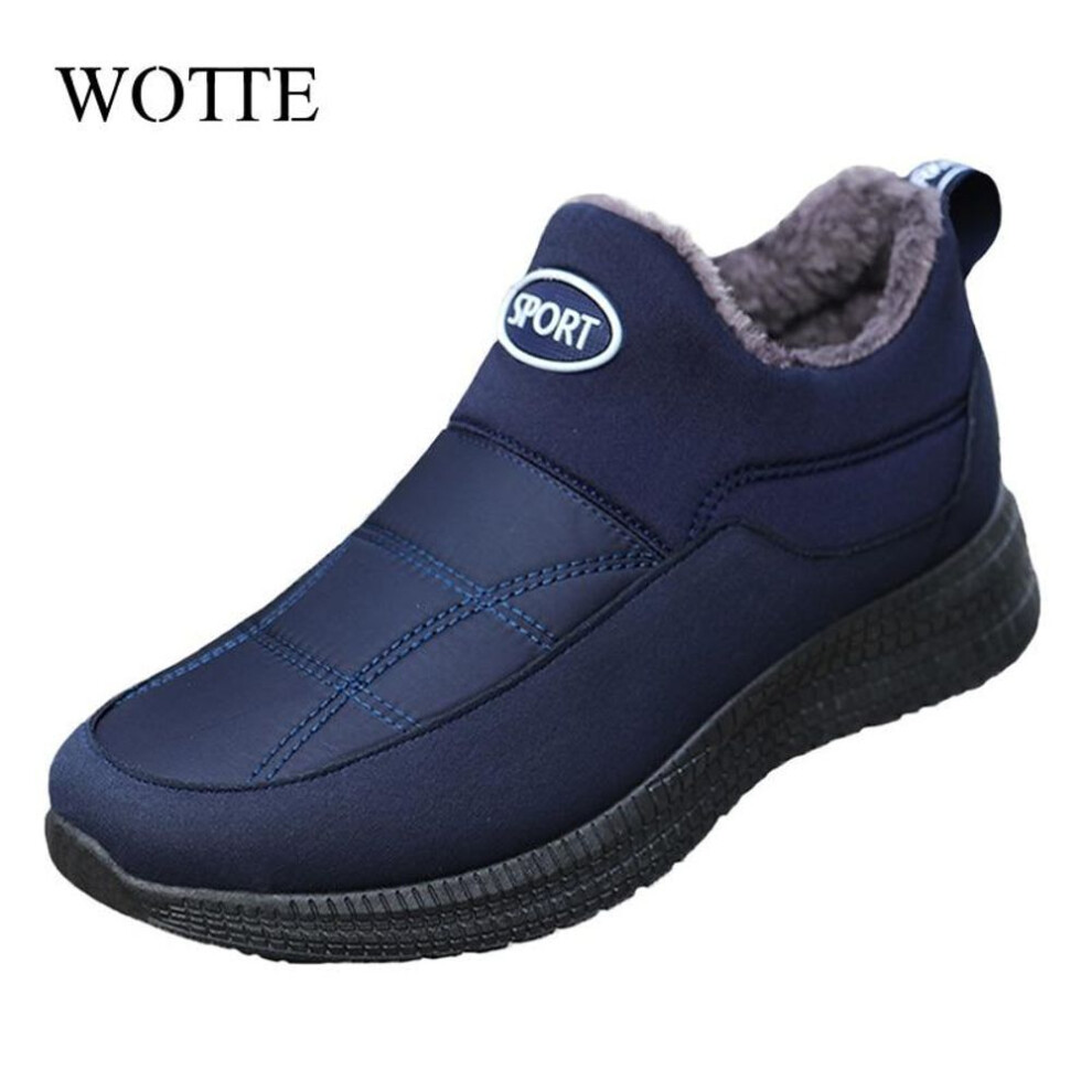 (blue, 40) Mens Boots Winter Keep Warm Snow Boots Plush Cotton Shoes Man Boots Driving Moccasins Quality Men Loafers Cotton