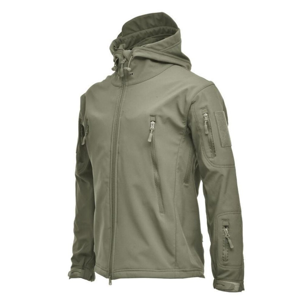 (green, S) Men Shark Skin Soft Shell Military Tactical Jacket Waterproof Army Spring Summer Autumn Clothing  Single Layer Breathable Coats Windbreakers Outwear