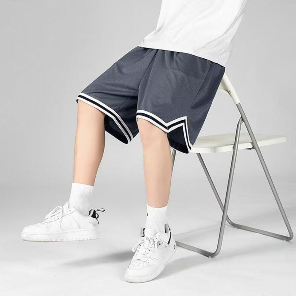 (grey, M) New Men&apos;s Casual Shorts Summer Mesh Running Fitness Sports Quick-Drying Men&apos;s Loose Basketball Training Pants Beach Shorts M-5XL