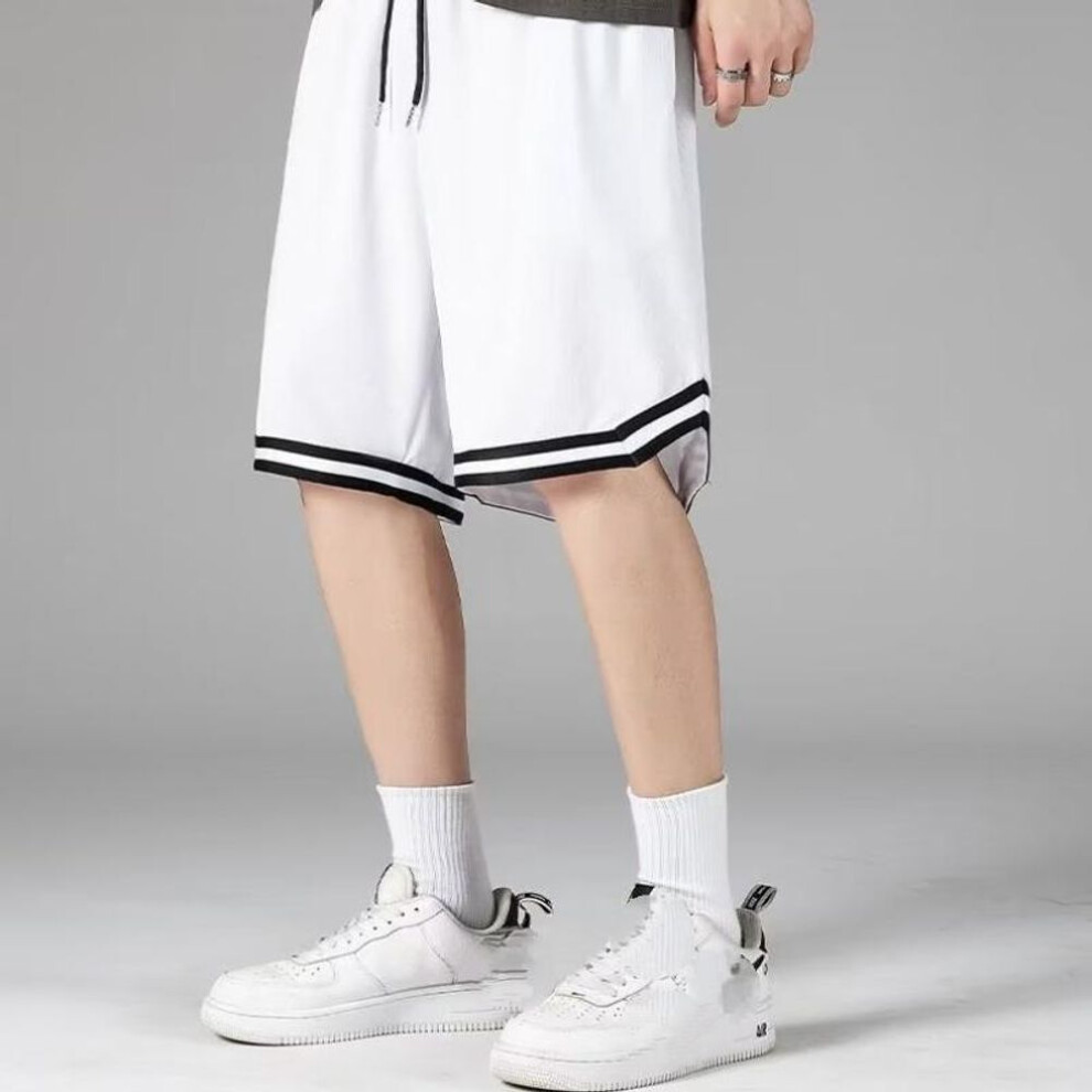 (white, 5XL) New Men&apos;s Casual Shorts Summer Mesh Running Fitness Sports Quick-drying Men&apos;s Loose Basketball Training Pants Beach Shorts M-5xl