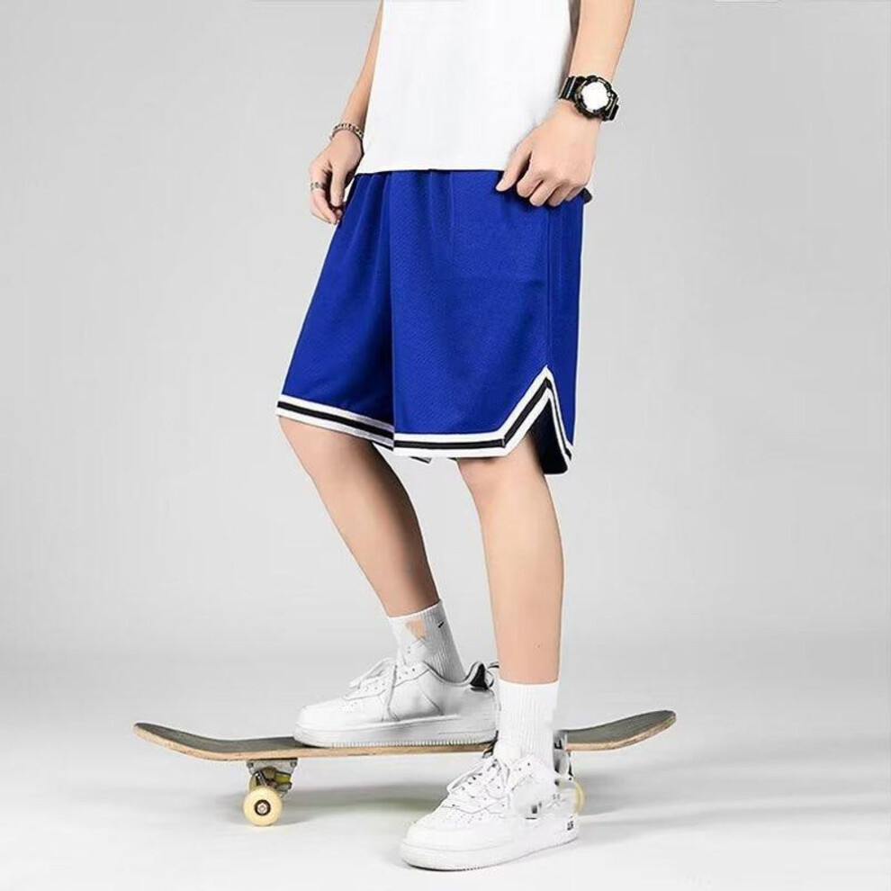 (blue, 2XL) New Men&apos;s Casual Shorts Summer Mesh Running Fitness Sports Quick-Drying Men&apos;s Loose Basketball Training Pants Beach Shorts M-5XL