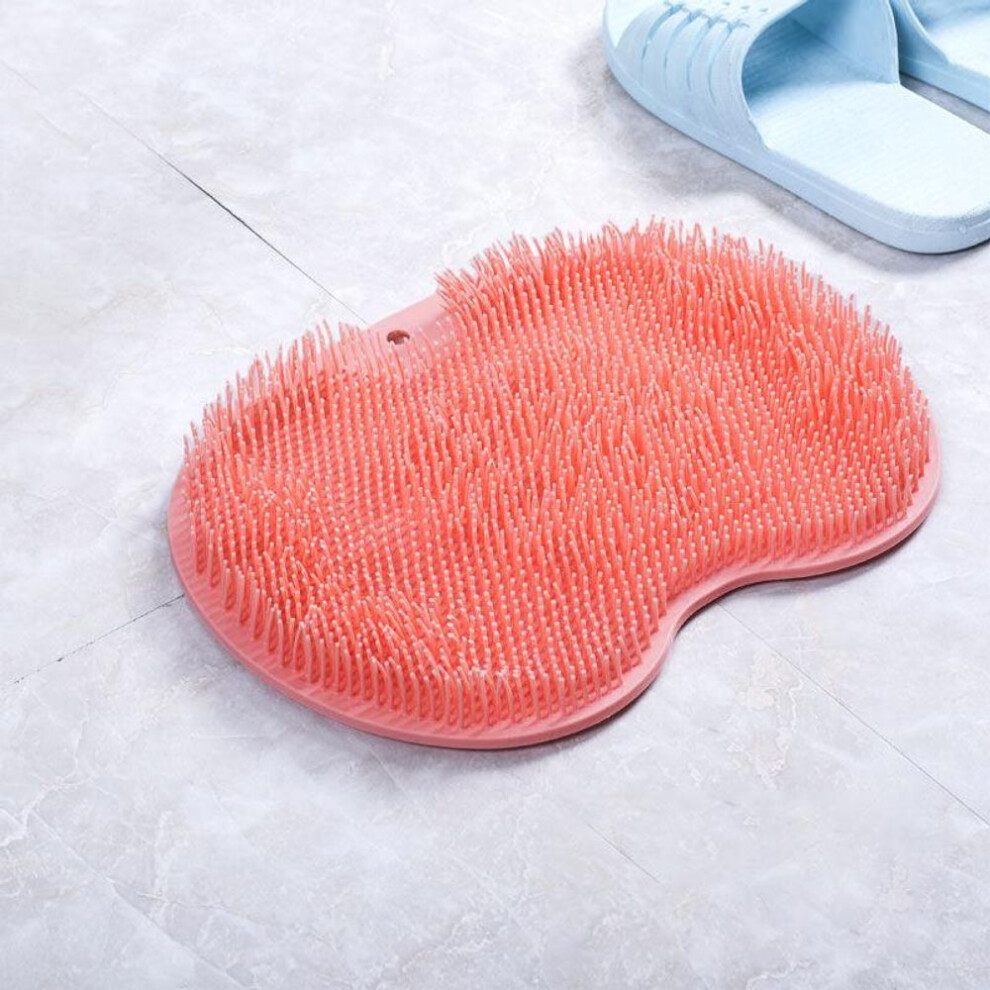 (pink) Exfoliating Shower Massage Scraper Bathroom Non-slip Bath Mat Back Massage Brush Silicone Foot Wash Body Cleaning Bathing Tool