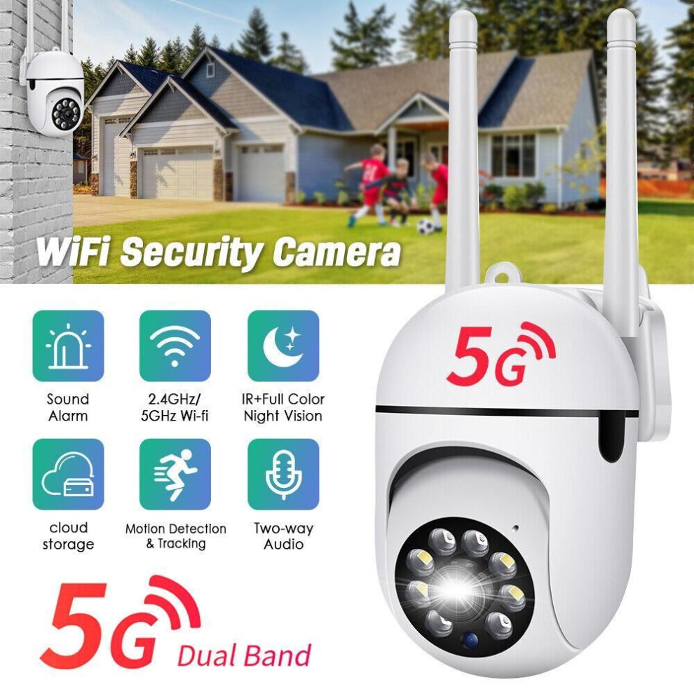 (US Plug) 5g&2.4g Dual Band 200w Wireless Wifi Ip Camera Waterproof Night Vision Home Security Camera