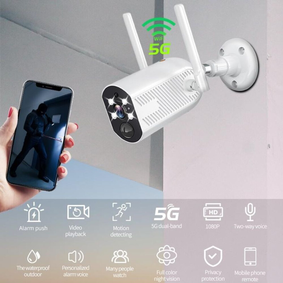 (white, US Plug) 390eyes Wireless Ip Camera 4 Lights Infrared Night Vision Automatic Tracking Outdoor Waterproof Security Camera Support Real-time Voice Intercom