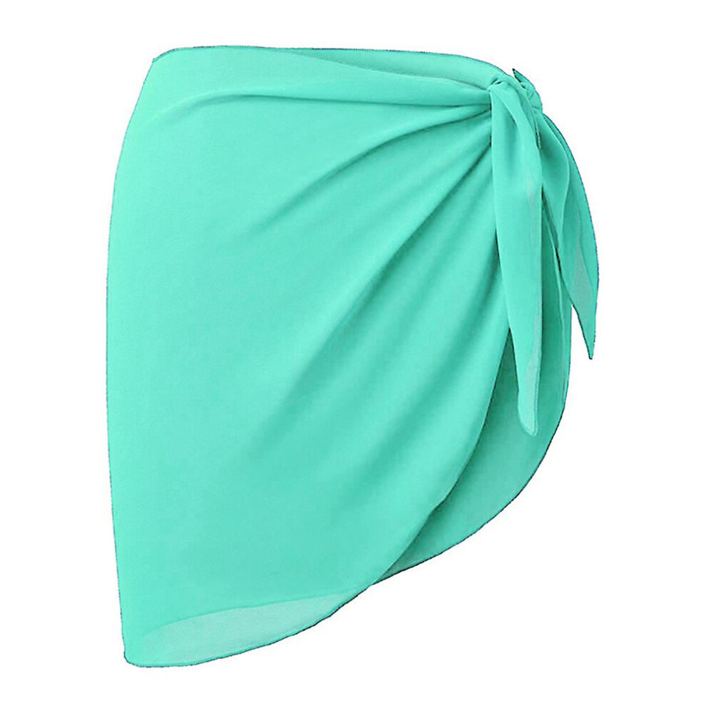 (Light Green) Women's Summer Beach Bikini Cover Up Skirt Holiday Casual Swimwear Plain Wrap Sarong Swimsuit Sheer Cover Ups