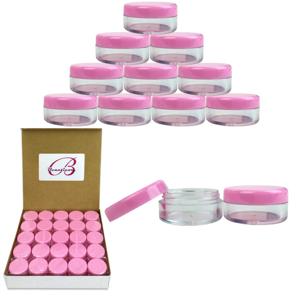 Beauticom 5G5ML Contenitori Cosmetici In Plastica Trasparente Con Coperchi Rosa 50 Pezzi-image