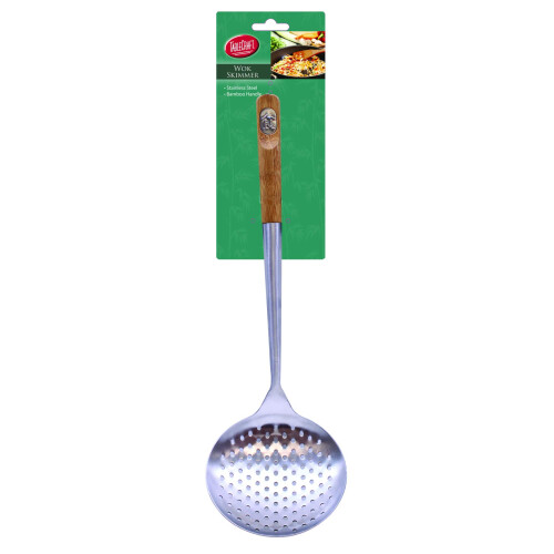 Colher de Wok Tablecraft com Cabo de Bambu, 15", Marrom 1