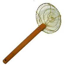 Sunrise Kitchen Supply 6 """" Round Brass Spider Fulter cu mner de bambus