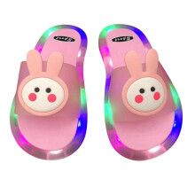 (28,C)Kids Luminous Slippers Summer Non Slip Light Up Shoes Outdoor Flip Flops Sandals