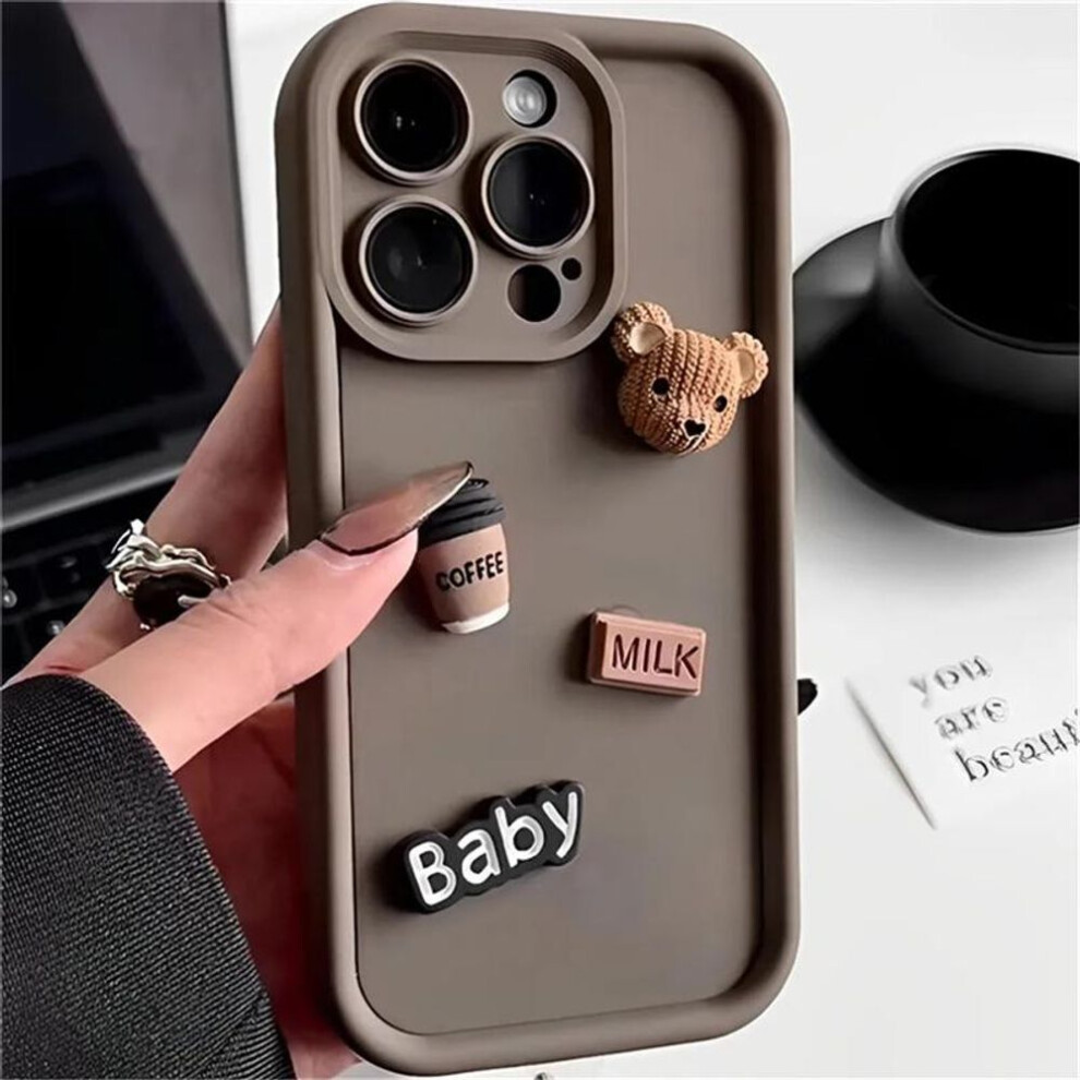 (coffee, Samsung Galaxy A14 (5G)) Cute 3D Bear Coffee Milk Phone Case For Samsung Galaxy S25 S24 Ultra S23 Fe S22 Plus S21 S20 A56 A36 A26 A16 A06 A55 A54 A34 A55 A51 A71 Cartoon Cover