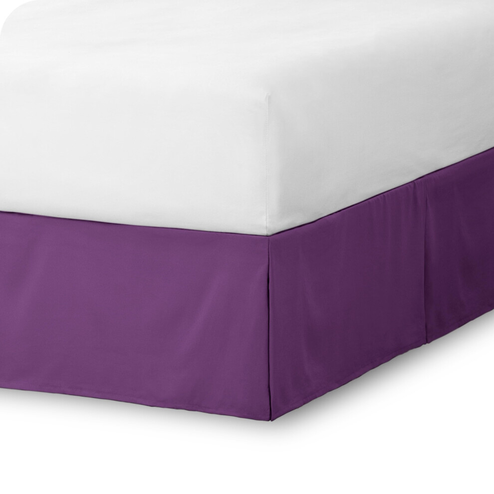 Jupe de lit Queen Bare Home 15 pouces Jupe de lit sur mesure à ajustement facile pour lits Queen Plis d'angle centraux Queen Prune