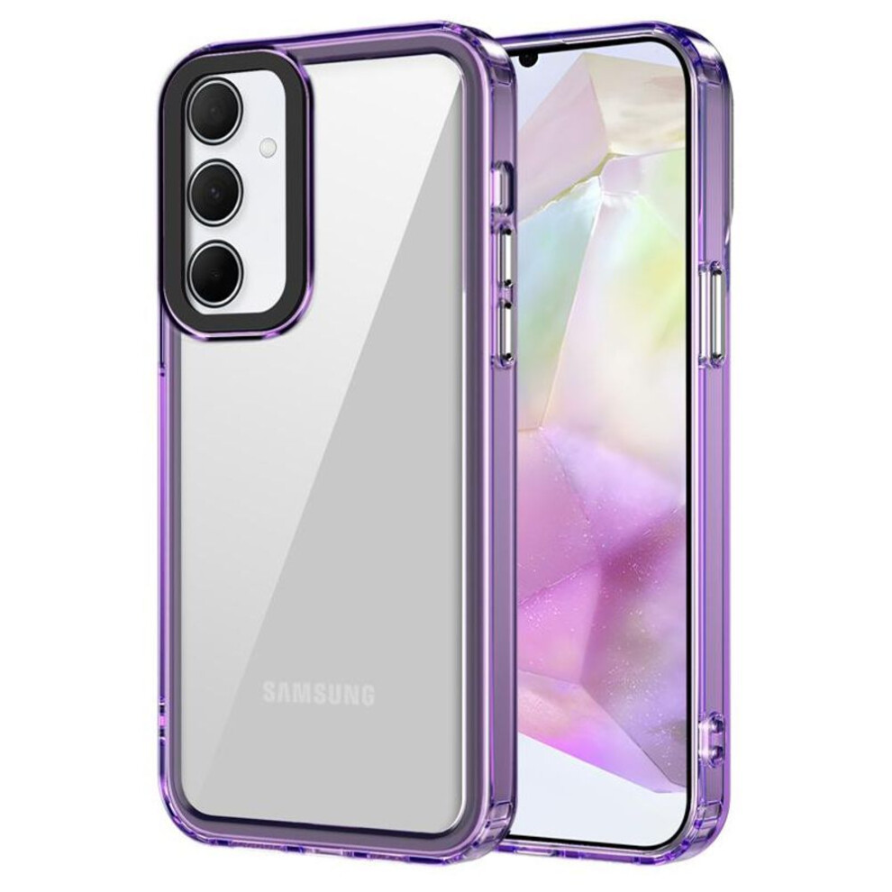 (purple, Samsung Galaxy A55 (5G)) Acrylic Shockproof Clear Case For Samsung Galaxy A55 A35 A25 A15 A05 A05S A54 A34 A24 A14 A53 A33 A13 S24 Ultra S23 FE S22 Plus Back Transparent Cover