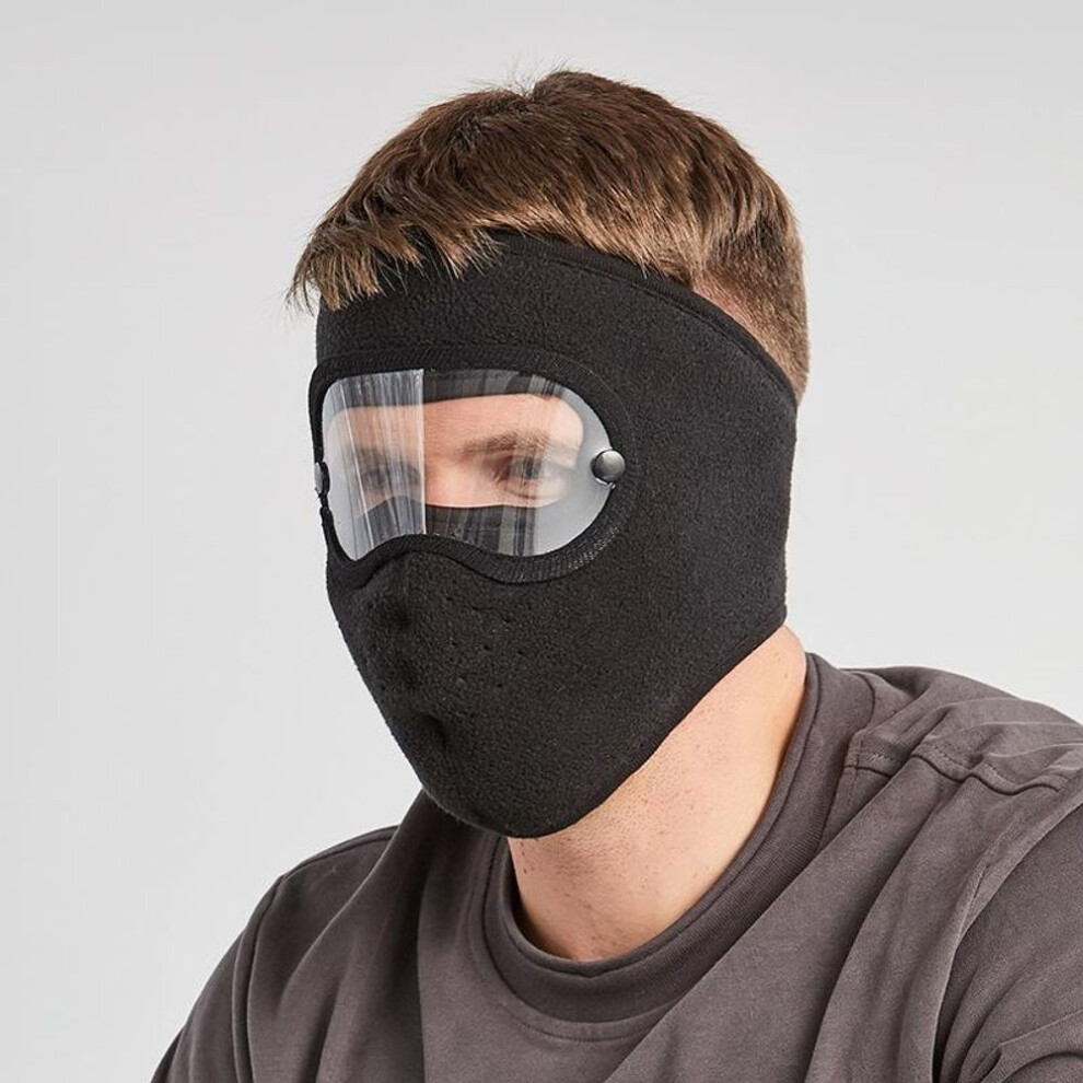 (black) New Warm Mask Shake Fleece Riding Windproof Goggles Mist Proof Mask