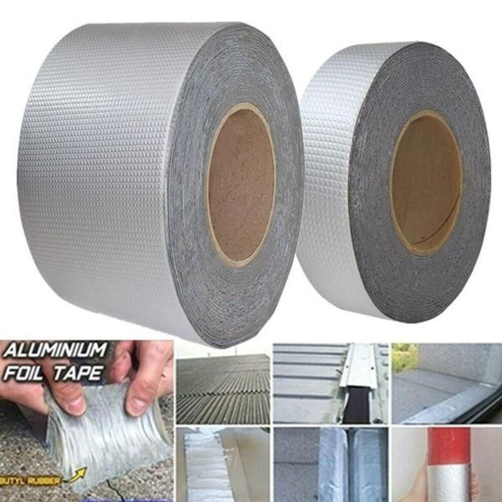 (5mx5cm) 1 Roll Waterproof Tape High Temperature Resistance Aluminum Foil Thicken Butyl Tape Wall Pool Roof Crack Duct Repair Sealed Self Tape
