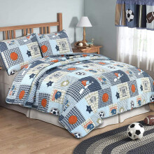 Cozy Line Home Fashions Blaues Steppdecken-Set fr Sport, Baseball, Basketball, Fuball, Fuball, Tagesdecke, Bettdecke fr Jungen und Kinder (Sport