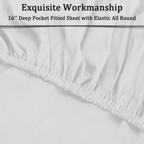 1 Piece Fitted Bed Sheets Set Microfiber 1800 Series Bottom Bedding Sheets - Deep Pockets (White  Fitted Sheet (Twin)) 2