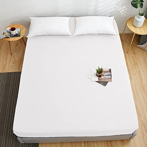 1 Piece Fitted Bed Sheets Set Microfiber 1800 Series Bottom Bedding Sheets - Deep Pockets (White  Fitted Sheet (Twin)) 1
