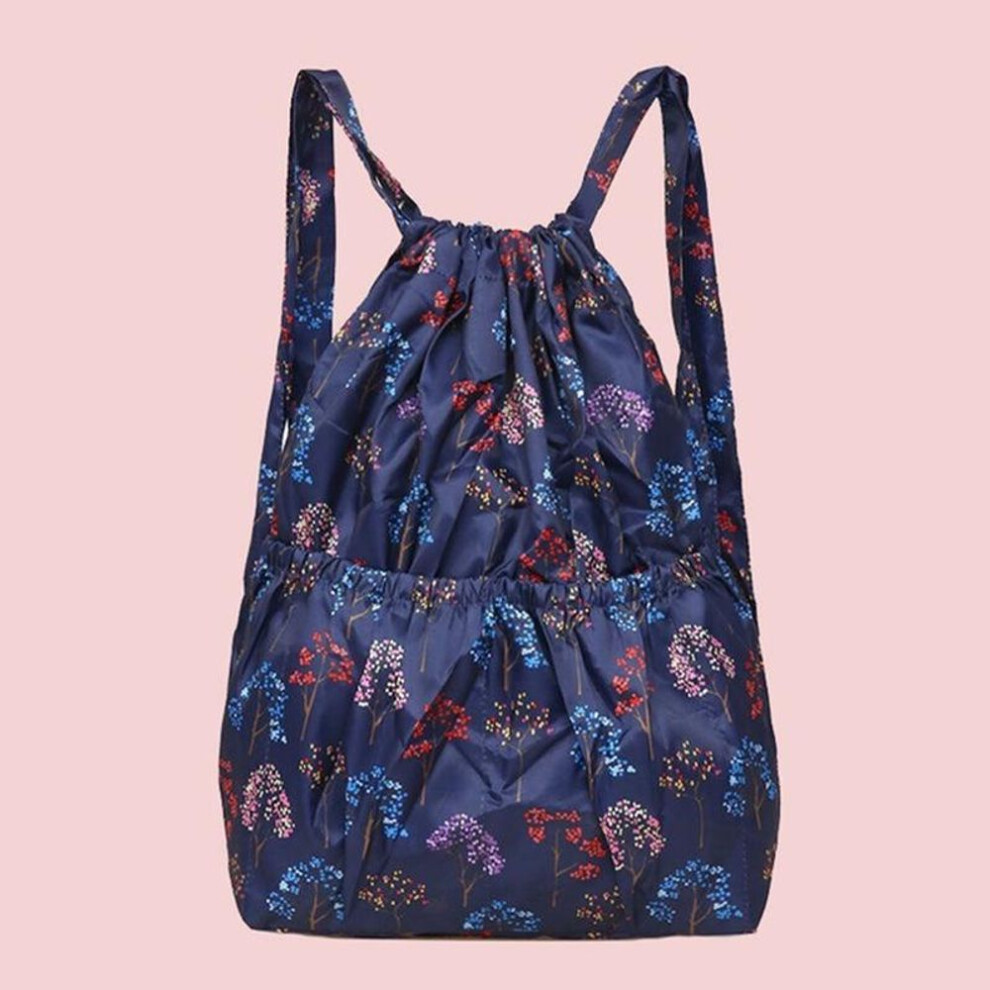 (#13) Fashion Vintage Drawstring Backpacks Women Large Capacity Flower Ethnic Style Waterproof Nylon Rucksack Shoulders Backpacks