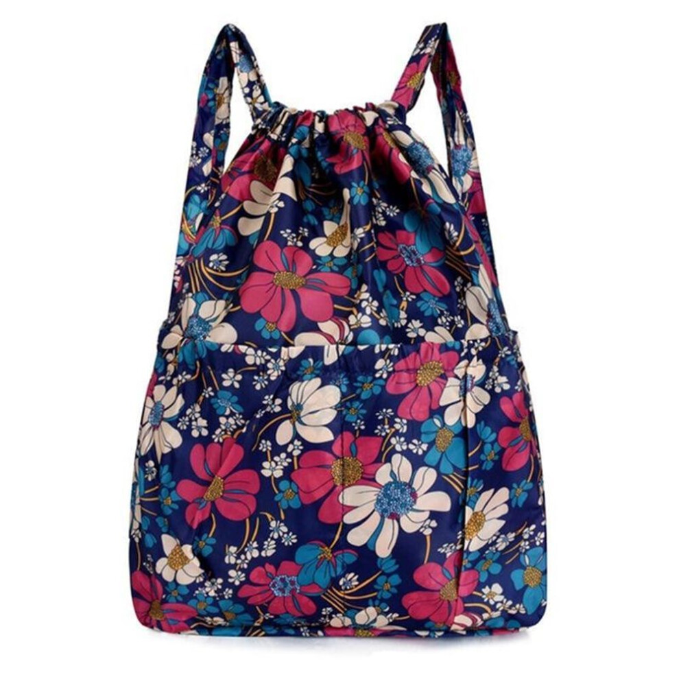 (#17) Fashion Vintage Drawstring Backpacks Women Large Capacity Flower Ethnic Style Waterproof Nylon Rucksack Shoulders Backpacks