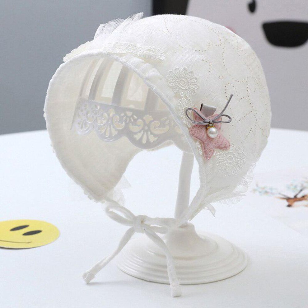 (white) Lace Flower Newborn Hat Spring Summer Soft Cotton Girl Bonnet Beanies Cap Photography Props