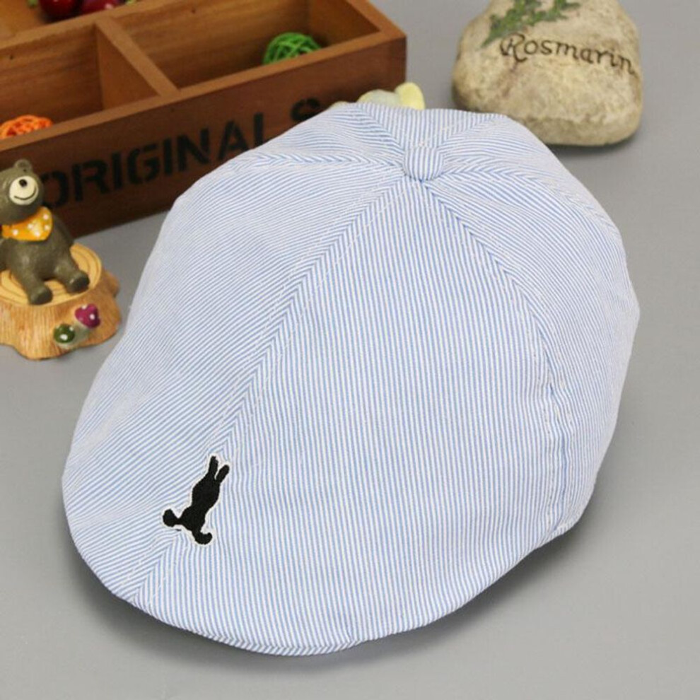 (blue) Cute Striped Kids Baby Beret Hat Cotton Baby Boy Girl Hats Infant Toddler Baby Beanie Cap
