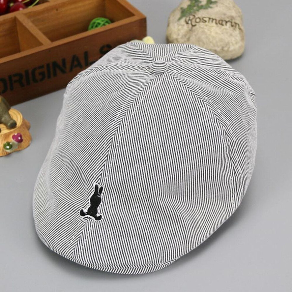 (grey) Cute Striped Kids Baby Beret Hat Cotton Baby Boy Girl Hats Infant Toddler Baby Beanie Cap