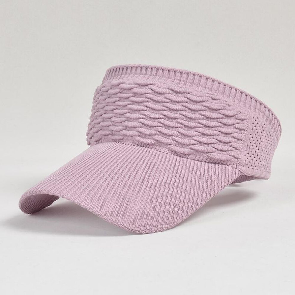 (pink) New Long Wide Brim Empty Top Hat Women Summer Breathable Hole Elastic Visor Hats Ponytail Outdoor Sports Sun Hats Baseball Cap
