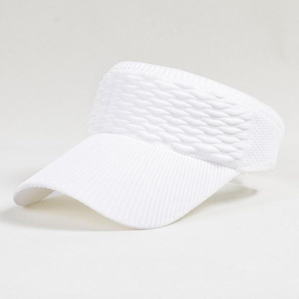 (white) New Long Wide Brim Empty Top Hat Women Summer Breathable Hole Elastic Visor Hats Ponytail Outdoor Sports Sun Hats Baseball Cap