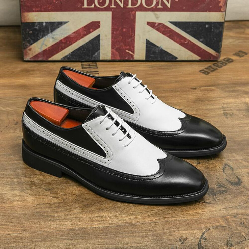 (black, 37) New Men&apos;s Dress Leather Shoes Luxury Fashion Groom Wedding Shoes Men England Style Brogue Shoes