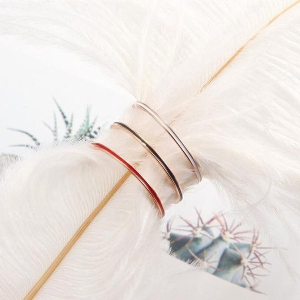 (red, #9) 1mm Thin Stackable Ring 14k Rose Gold Plated Stainless Steel Band Ring for Women Girl
