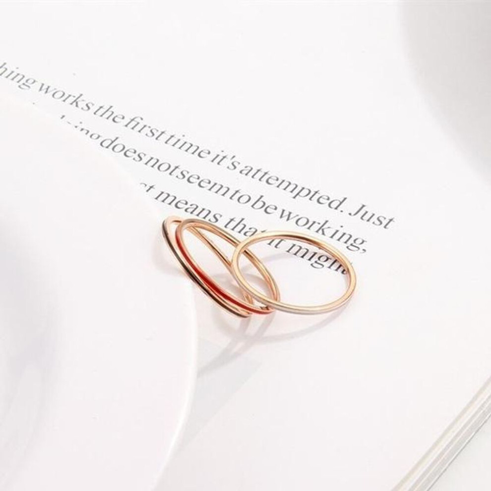 (red, #3) 1mm Thin Stackable Ring 14k Rose Gold Plated Stainless Steel Band Ring for Women Girl