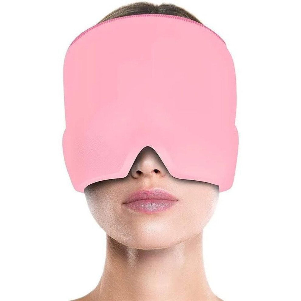 (pink) Migraine Relief Hat Headache Hat Gel Hot Cold Therapy Ice Cap For Relieve Pain Ice Hat Eye Mask Stress Pressure Pain Relief