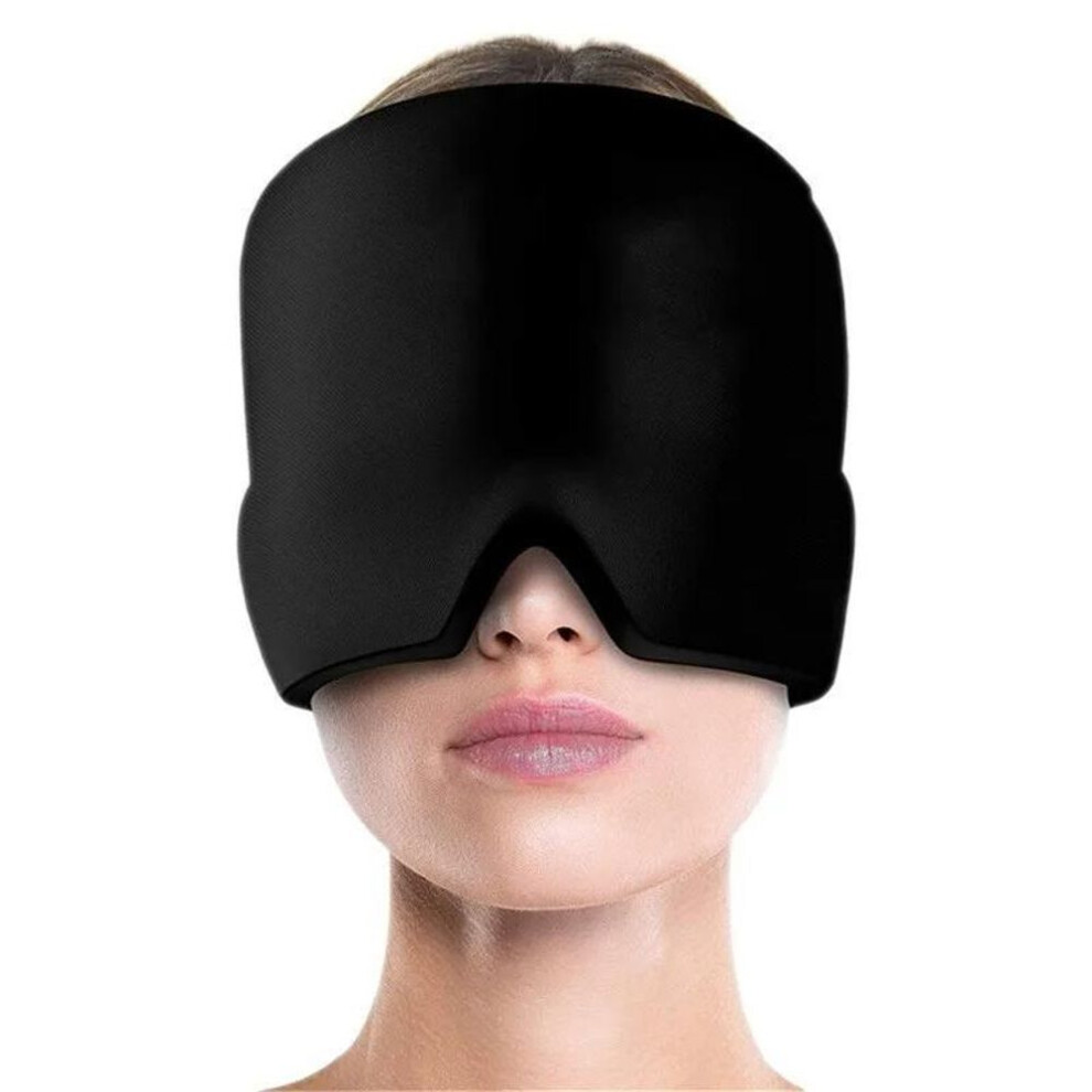 (black) Migraine Relief Hat Headache Hat Gel Hot Cold Therapy Ice Cap For Relieve Pain Ice Hat Eye Mask Stress Pressure Pain Relief