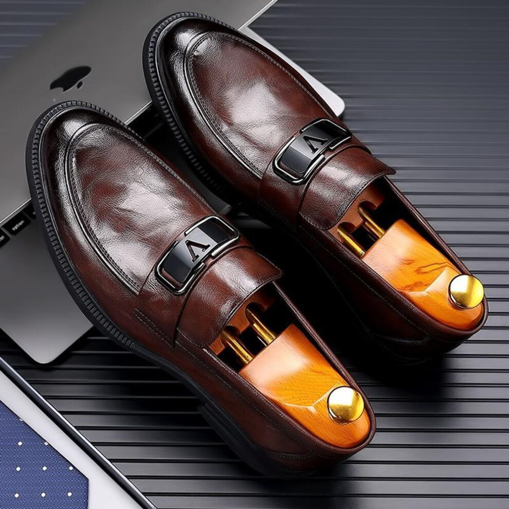 (brown, 39) New Men&apos;s Business Dress Leather Shoes Luxury Fashion Groom Wedding Shoes Men Italian Style Oxford Shoes