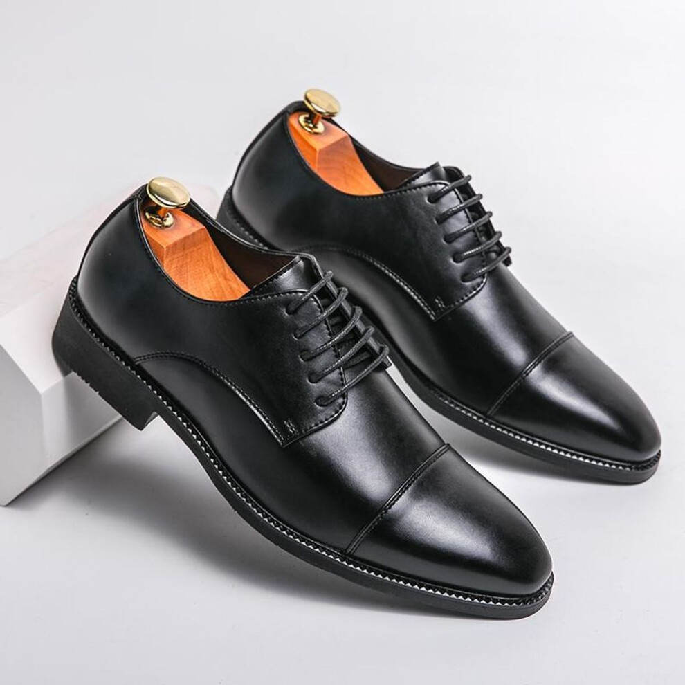 (black, 43) New Men&apos;s Dress Leather Shoes Luxury Fashion Groom Wedding Shoes Men Italian Style Oxford Shoes Plus Size 38-48