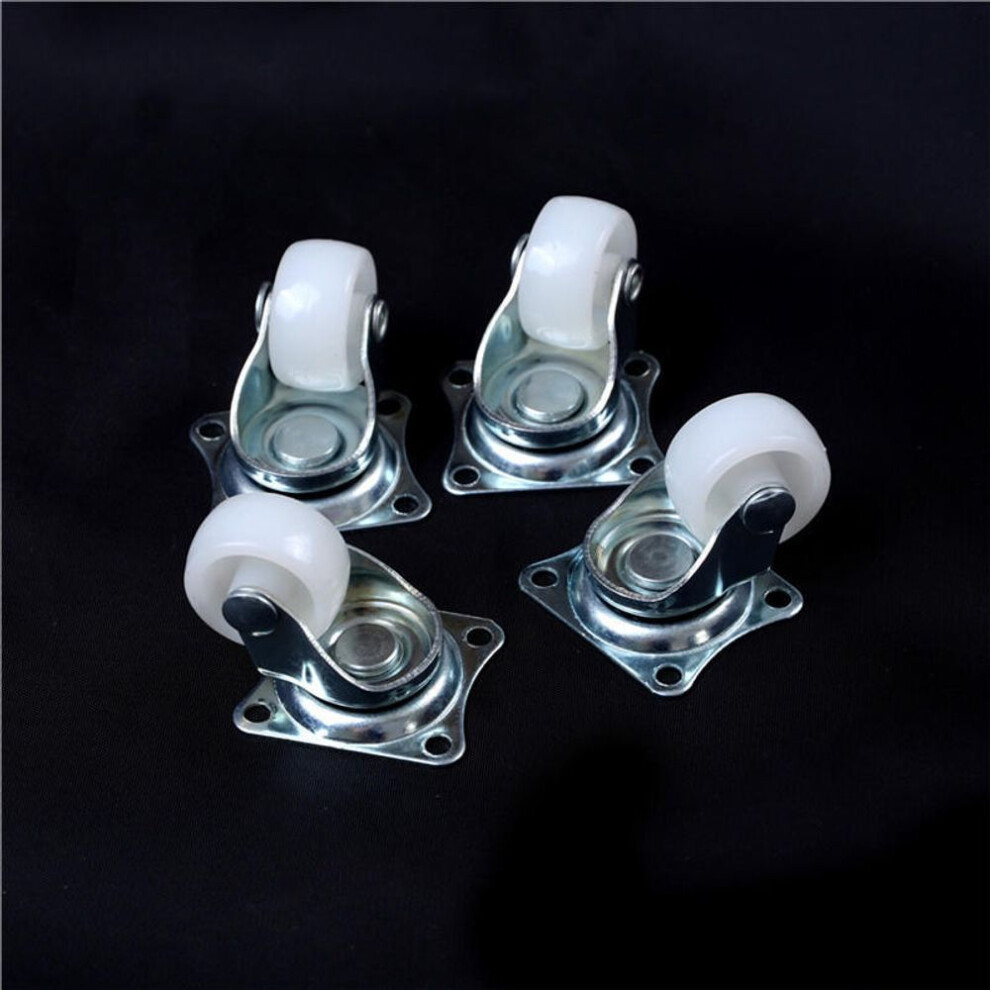 4pcs 10kg Universal Swivel Casters White Pp Nylon Roller Wheel 1" Wheels Castor