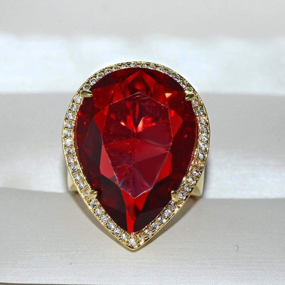 (red, 9) Bella Box Water Drop Shape Green Vintage Ring For Women Charm Wedding Engagement Fine Jewelry New Trendy