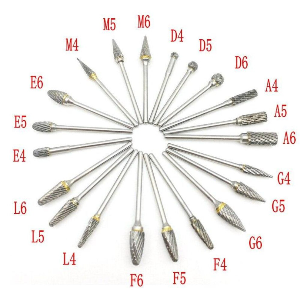 (L4) 2.35mm Shank Tungsten Steel Carbide Bur Cutter Rotary Tool Burr Double Diamond Cut Rotary Dental Polishing Tools