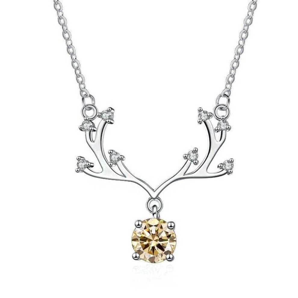 (yellow, 1 Carat) Bague Ringen Excellent Cut 1 Ct Affordable Moissanite Pendant For Women 925 Silver Diamond Necklace For Girlfriend Birthday Gift