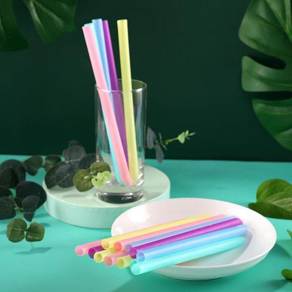 100pcs Large Drinking Straws Mixed Colors For Pearl Bubble Milk Tea Smoothie