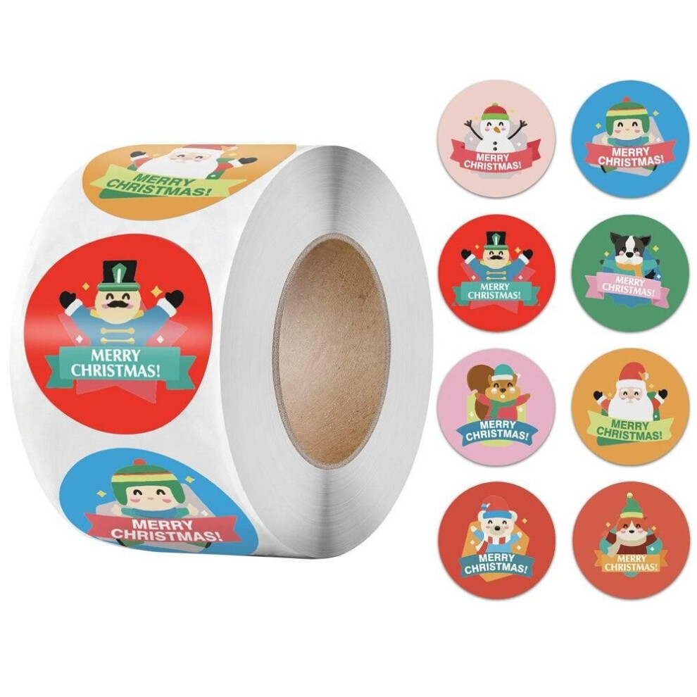 (QY708-500p) 100-500pcs Cartoons Kraft Sticker Merry Christmas Stickers Package Seal Labels Christmas Gift Decoration Sticker New Year Decor