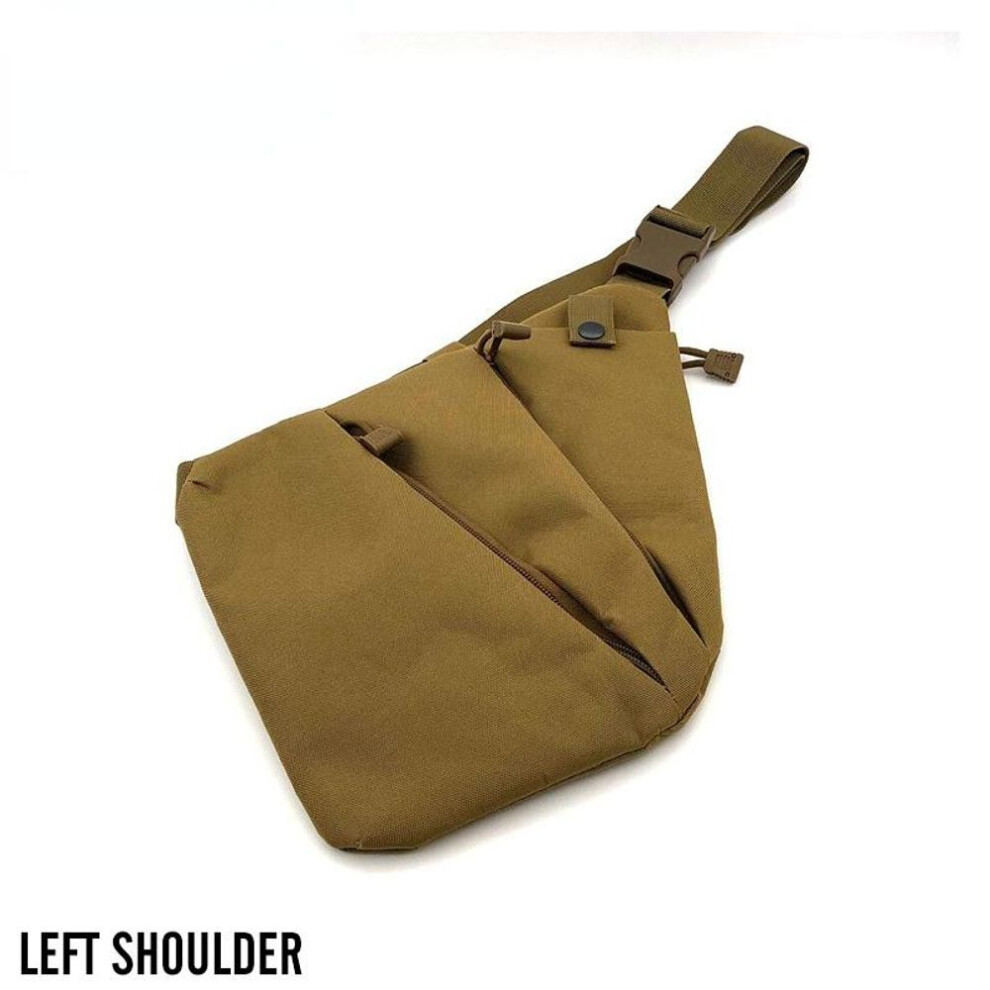 (khaki, LeftShoulder) Multifunctional Concealed Tactical Storage Gun Bag Holster Men&apos;s Left Right Nylon Shoulder Bag Anti-theft Bag Chest Bag Hunting