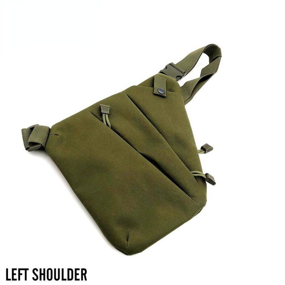 (army green, LeftShoulder) Multifunctional Concealed Tactical Storage Gun Bag Holster Men&apos;s Left Right Nylon Shoulder Bag Anti-theft Bag Chest Bag Hunting