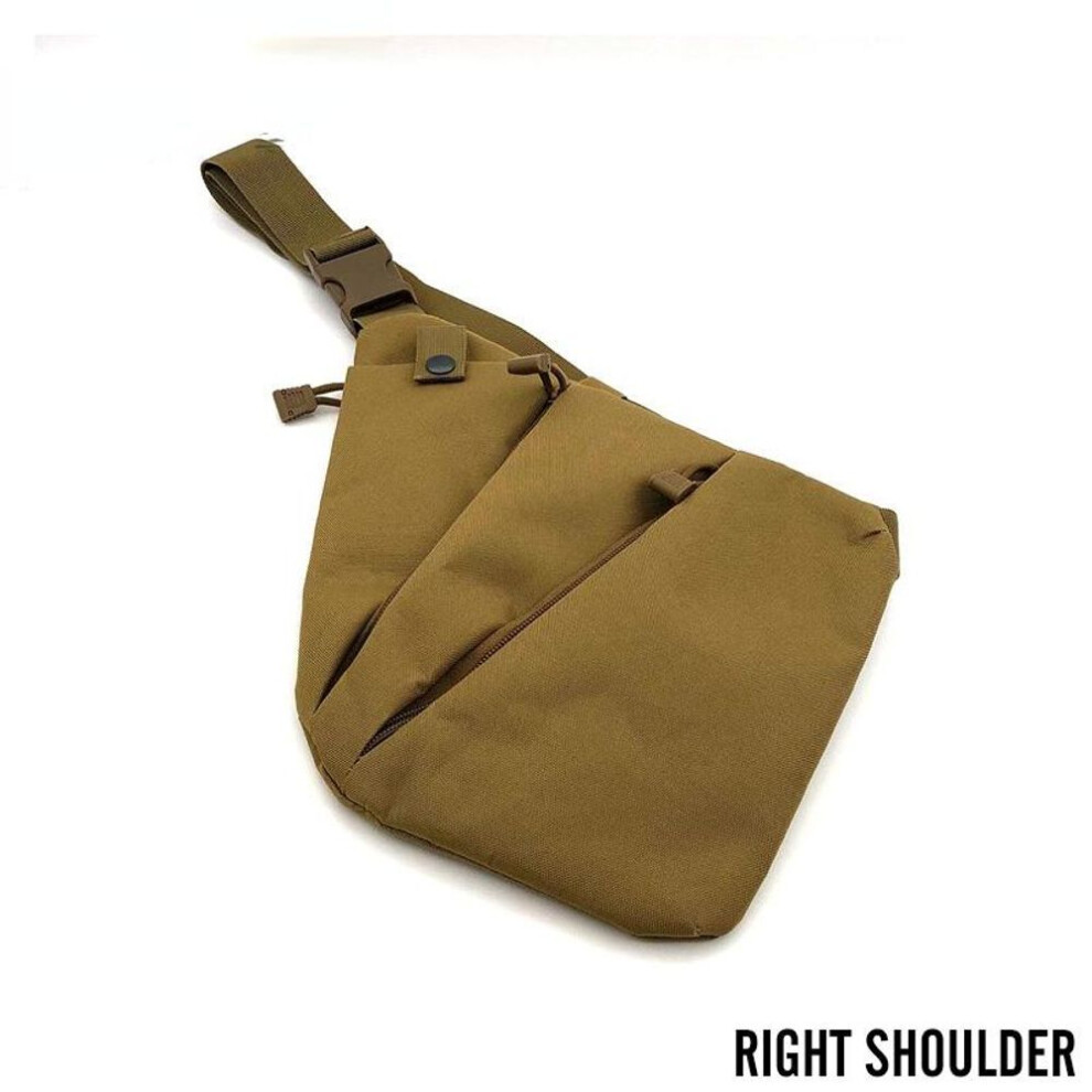 (khaki, RightShoulder) Multifunctional Concealed Tactical Storage Gun Bag Holster Men&apos;s Left Right Nylon Shoulder Bag Anti-theft Bag Chest Bag Hunting