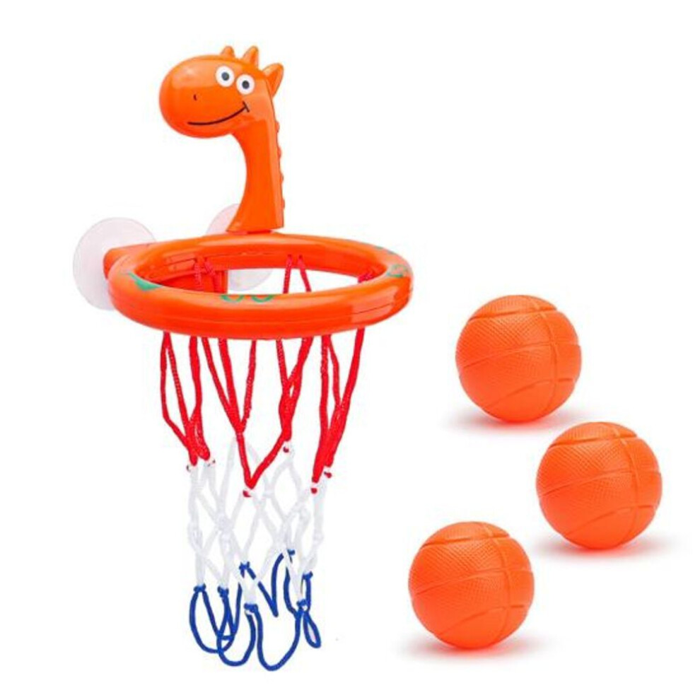 (C) Kids Basketball Suction Cup Toy With 3 Balls Bath Cartoon Dinosaur Hand-eye Coordination Wall Mount Basketball Hoop