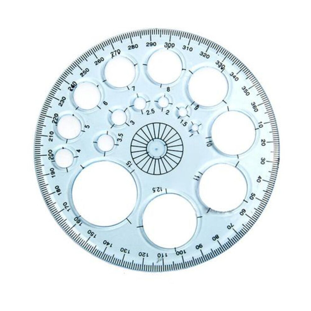 (blue) Circle Maker Clear Scale Drawing Plastic Transparent 360 Degree Protractor School Supplies